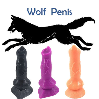 Sexo grande atrativo Toy For Lesbian da tomada da cabeça 18.2*4.1CM Wolf Dog Animal Dildo Anal