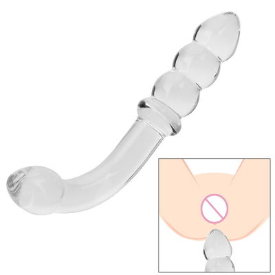 O sexo anal de vidro de Pyrex de ROHS brinca o pênis artificial Crystal Anal Bead Butt Plug