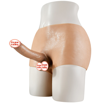 O silicone Correia-no desgaste realístico do vibrador da cuecas elástica do vibrador arfa o dispositivo da masturbação para a correia lésbica da mulher no pênis