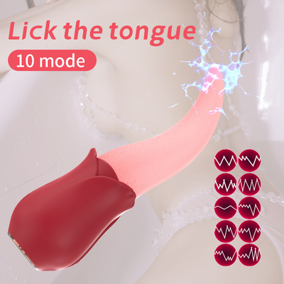 Vibrador vermelho do ponto de G com a língua que lambe brinquedos do sexo do vibrador do Stimulator do bocal para mulheres